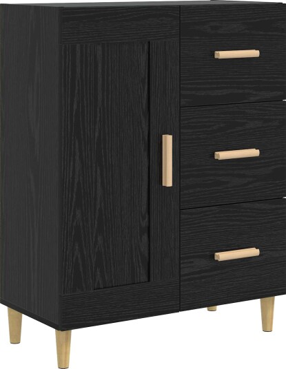 vidaXL Serviesskap Svart eik 69,5 x 34 x 90 cm Konstruert tre