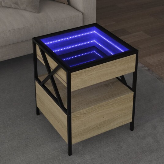  Salongbord med Infinity LED sonoma eik 40x40x51 cm 847718
