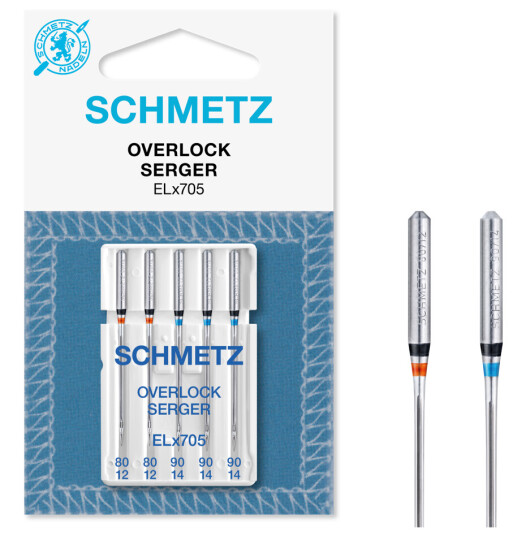 Schmetz Overlocknåler ass. 80/12-90/14 ELx705, 80/12-90/14, 5-pack Schmetz Overlocknåler ass. 80/12-90/14 ELx705, 80/12-90/14, 5-pack