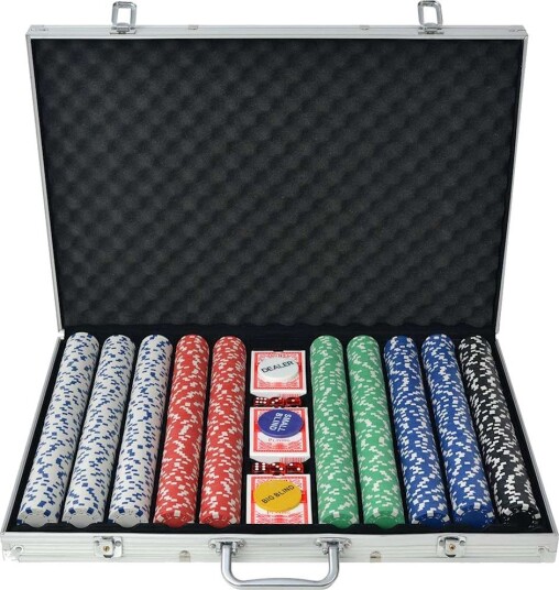 vidaXL Pokersett med 1000 Sjetonger Aluminium