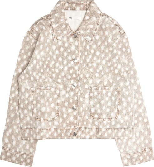 Mango Teen Animal Print Denim Jacket   BROWN   S