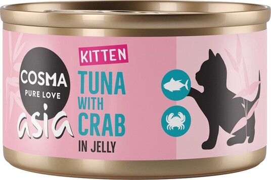 Cosma Våtfôr Asia Kitten I Gelé Tunfisk Med Krabbekjøtt 12 X 85 G
