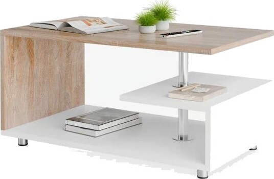 Salongbord hvit/eik 95x55x50cm ripebestandig