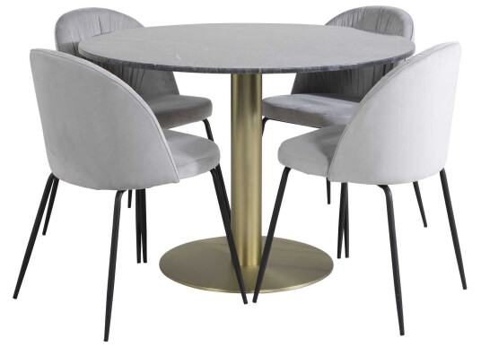 Venture Design Estelle & Wrinkles spisegruppe Svart/grå 4 st stoler & bord 106 cm