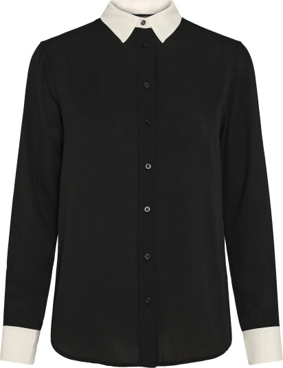 Lauren Ralph Lauren Classic Fit Two Tone Georgette Shirt Black XS