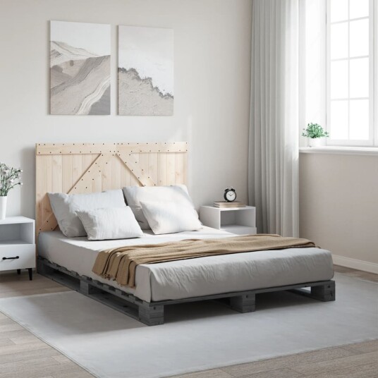  Sengeramme med hodegavl grå 140x200 cm heltre furu 3281564