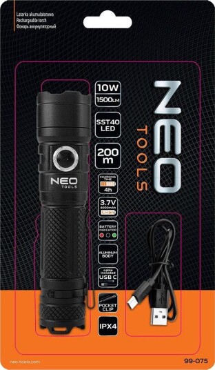 NEO Tools Lommelykt 99-075 Oppladbar USB-C 1500 lm