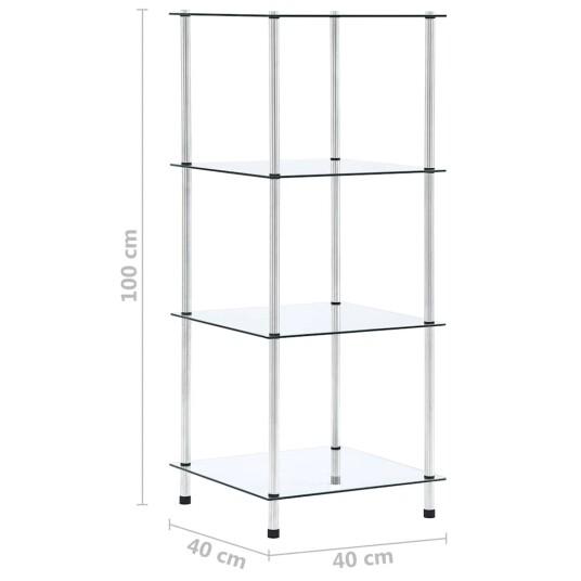 vidaXL Hylle 4 etasjer gjennomsiktig 40x40x100 cm herdet glass vidaXL Hylle 4 etasjer gjennomsiktig 40x40x100 cm herdet glass