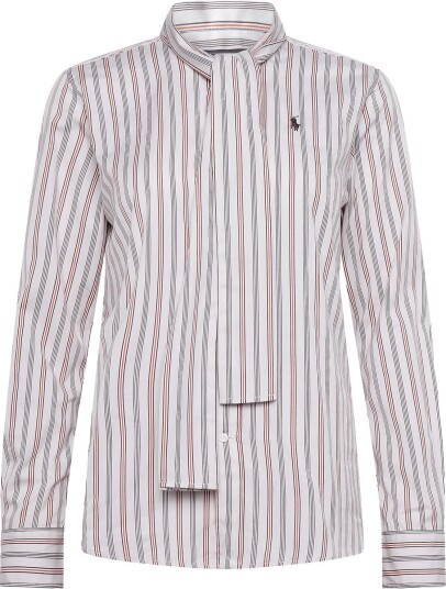Polo Ralph Lauren Slim Fit Striped Cotton Tie Neck Shirt Cream 36