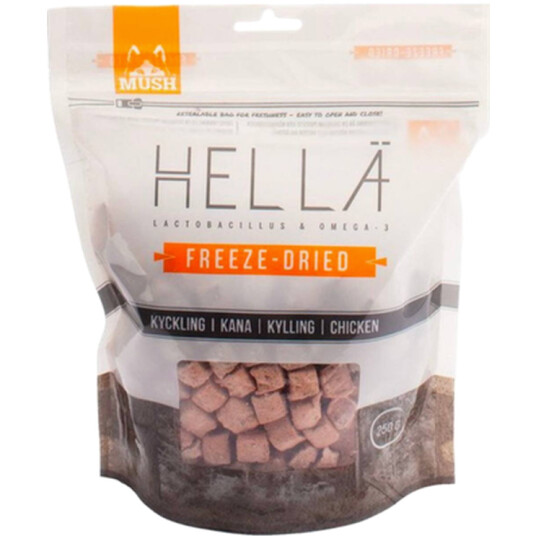 Hellä Frysetørket Kylling Brun 250G