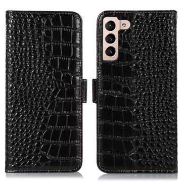 Crocodile Series Samsung Galaxy S23 5G Lommebok-deksel I Lær med RFID Svart