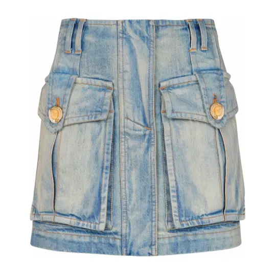Balmain Dame Skjørt Blå 2XS,