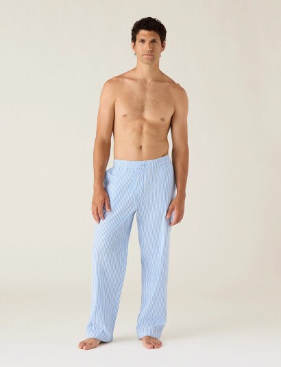 Lexington Home Organic Cotton Poplin Pajama Pants   Blue   S