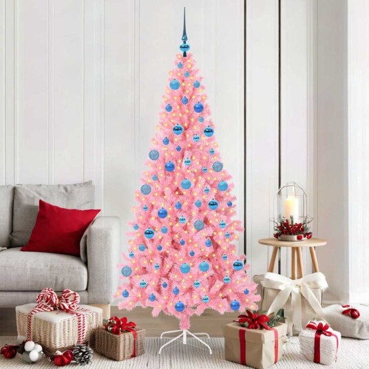 Juletre med 300 LED med stativ Rosa 180 cm PVC