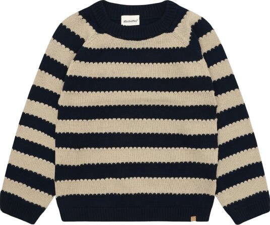 Minymo Genser Strikk Dark Sapphire Minymo 7 år (122) Genser Beige Marineblå