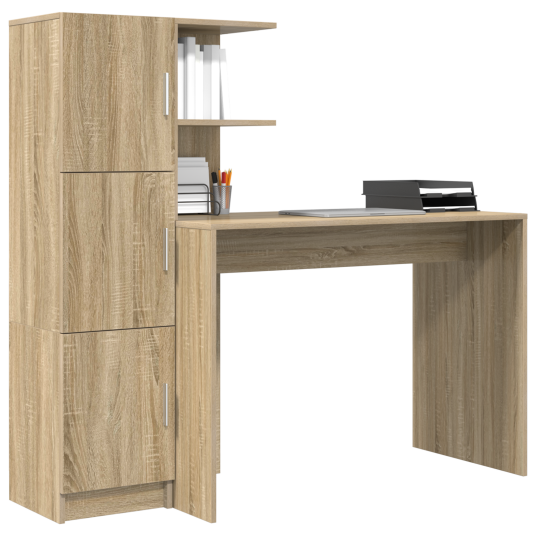  Skrivebord med lagring 2 pcs Sonoma eik 102 x 50 x 124 cm