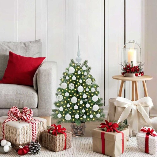  Kunstig juletre med 150 LED med stativ grønn 75 cm PE og PVC