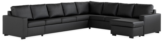 Crazy 7 seters Høyrevendt U formet XX Large Hjørnesofa med Divan i Kunstlær Svart