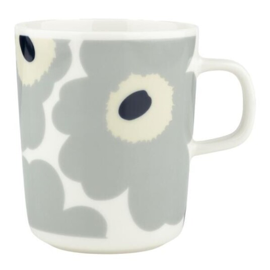 Marimekko Unikko krus 25 cl hvit/grå/sand/mørkblå Marimekko Unikko krus 25 cl hvit/grå/sand/mørkblå