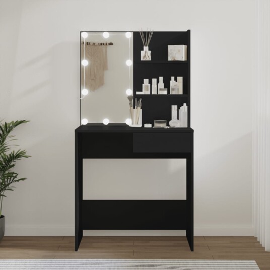 vidaXL Sminkebord med LED svart 74,5x40x141 cm vidaXL Sminkebord med LED svart 74,5x40x141 cm