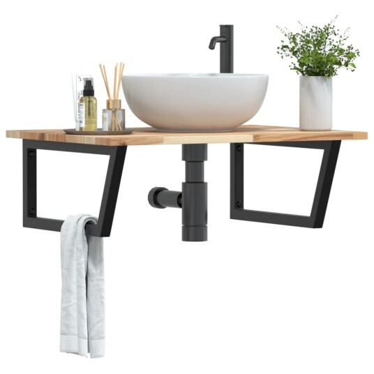  Servanthylle veggmontert stål og heltre akasie