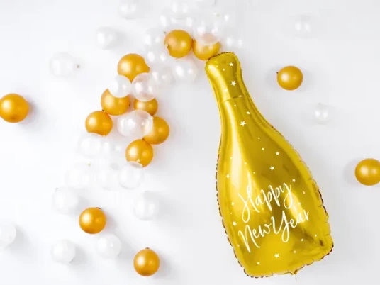 Folieballong Bottle -Happy New Year gold