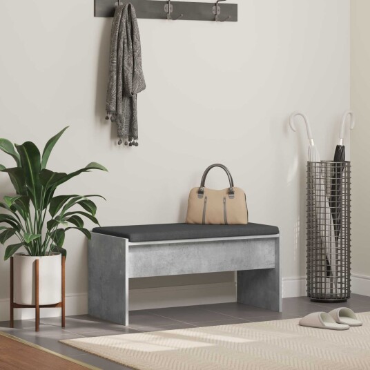 vidaXL Gangbenk med pute Betonggrå 83 x 38 x 40 cm vidaXL Gangbenk med pute Betonggrå 83 x 38 x 40 cm