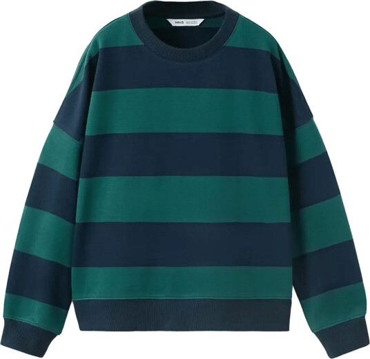 Mango Boxy Fit Striped Sweatshirt Green 116