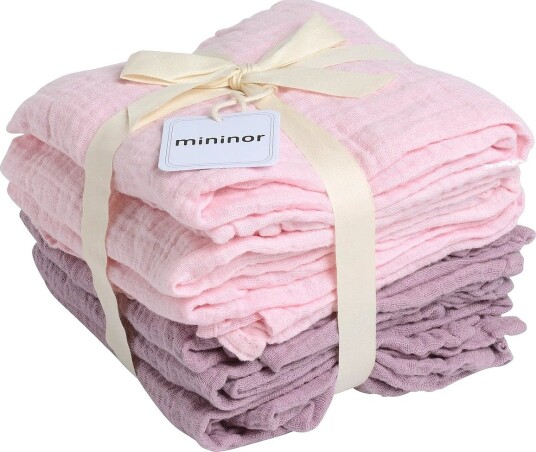 Mininor Organic Muslin Towel Rose/Purple 6-Pack ROSE/PURPLE 0 M
