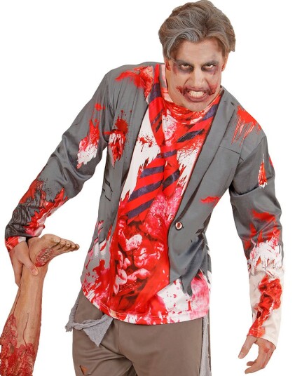 Fotorealistisk Zombie T skjorte med Lang Arm til Mann Strl XL