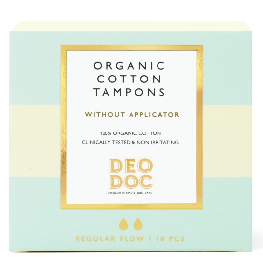 DeoDoc 100 % Organic Cotton Tampons Regular no Applicator 18pcs DeoDoc 100 % Organic Cotton Tampons Regular no Applicator 18pcs