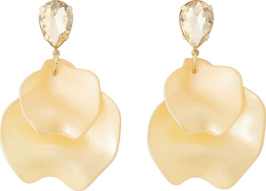 BOW19 Details - Øreringer Leaf Earrings cz - Gul