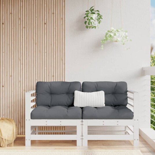 Utendørs hjørnesofaer 2 stk hvit heltre furu 825633