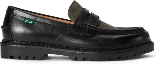 Polo Ralph Lauren Jett Suede Trim Leather Penny Loafer Khaki green 42