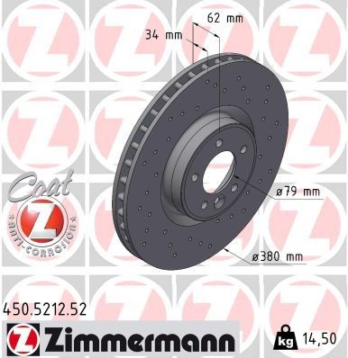 Bremseskive ZIMMERMANN 450.5212.52