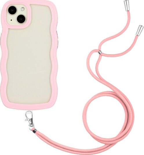 Trolsk Mobildeksel Bølget med Halsstropp (iPhone 15) Rosa