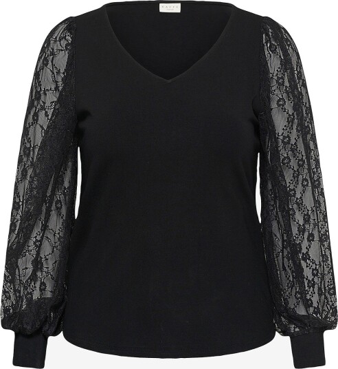 KAFFE Curve Genser KCleona Lace Blouse Svart