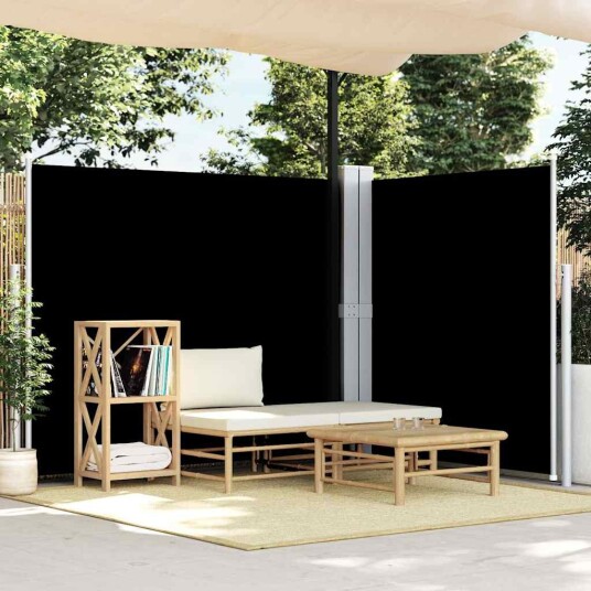 vidaXL Uttrekkbar sidemarkise 180x600 cm svart