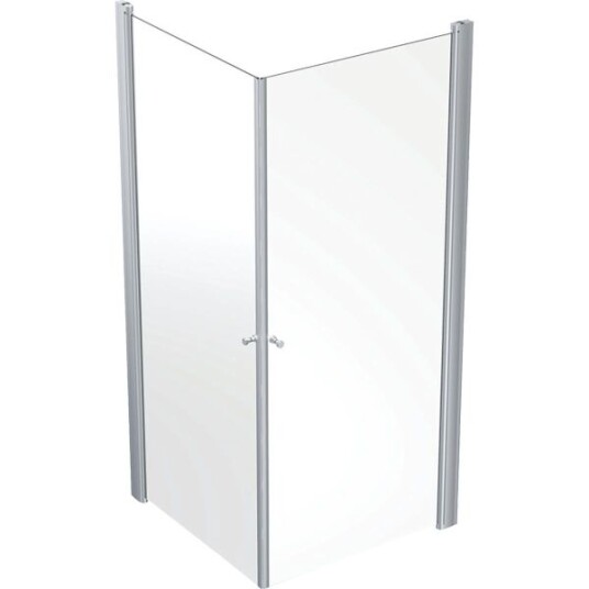 Ifö Showerama 10-02 Dusjhjørne rett, sølv/klart glass 90 x 90 cm, Baderom