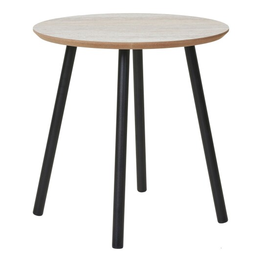Aalst sidebord Ø40 cm beige travertin dekor.