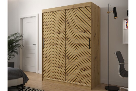 Garderobe 150 Svart|Natur