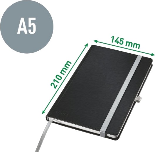 Leitz Style   Notisbok   Eskebundet   A5 145 X 210 Mm   80 Ark / 160 Sider   Elfenbenspapir   Lined   Titanium Blue Cover