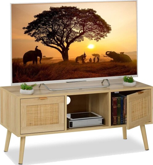 Rotting TV stativ med oppbevaring – Boho Wood Design