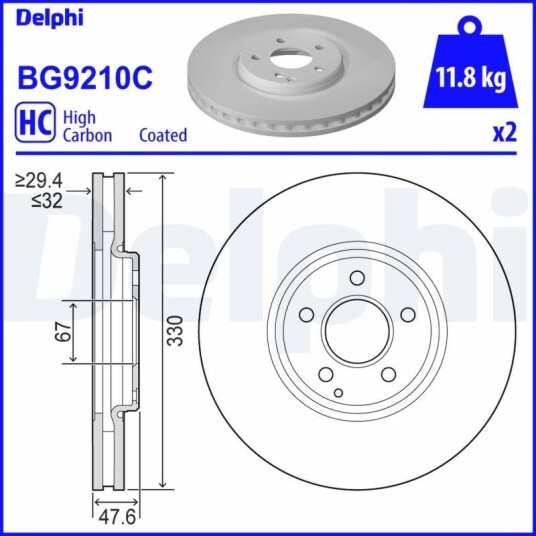 Bremseskive DELPHI BG9210C