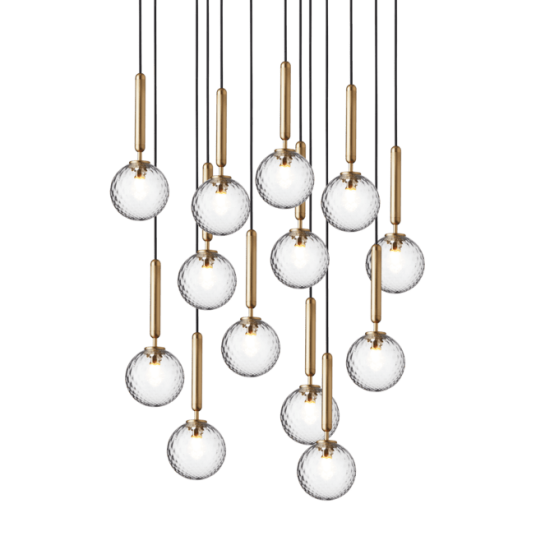 Nuura Miira 13 Taklampe Messing og Klar Optikk