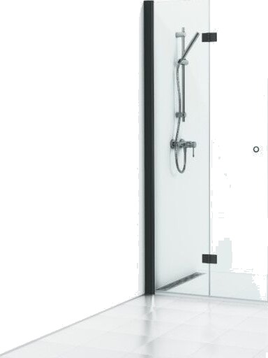 Svedbergs Skoga dusjvegg foldedør 80 cm klart glass sort matt profil
