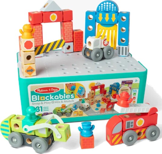 Melissa & Doug Blockables Byggesett Kjøretøy City 131 Deler