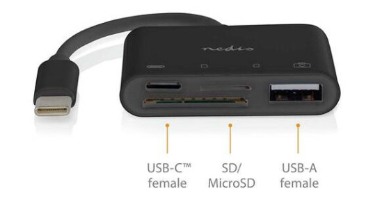 Nedis USB-hub 4-Port med 1x USB-C og 1x USB-A i Sort