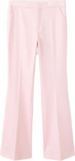 Mango Mid-Rise Flare Trousers - LT-PASTEL PINK - 34