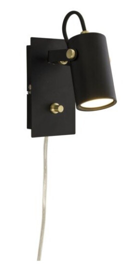 Scan Lamps Vegglampe cilindro sort/matt messing 6w led